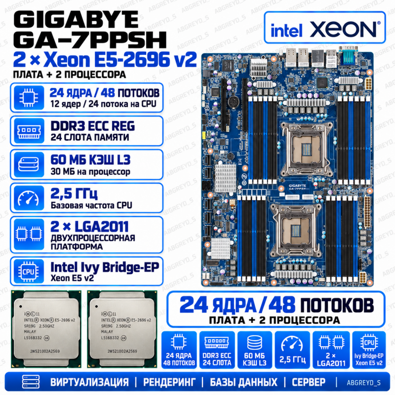 GIGABYTE-7PPSH + 2* E5-2696 v2