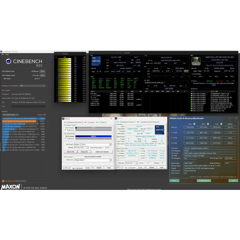 ASRock W790 WS + Intel Xeon w7-2495X ES Q07X 24C/48T