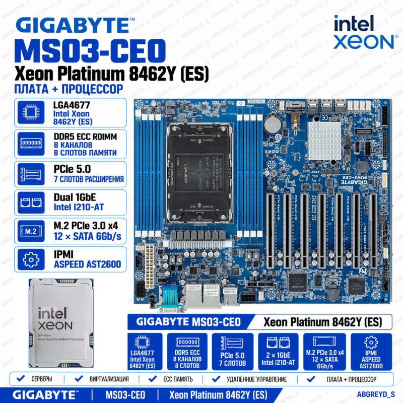 GIGABYTE MS03-CE0 + Xeon Platinum 8462Y (ES)
