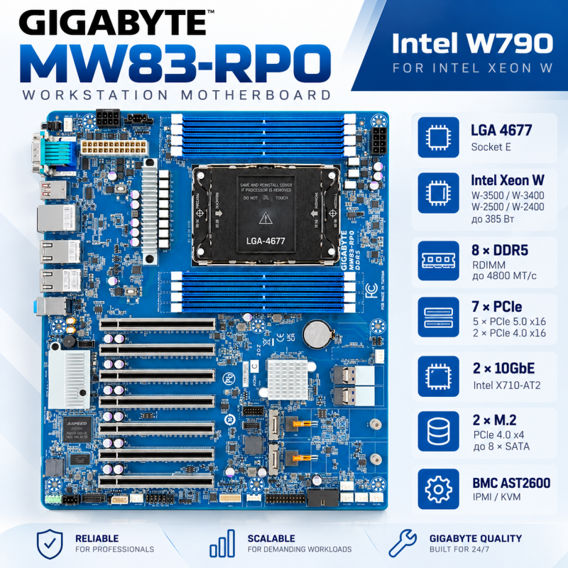 GIGABYTE MW83-RP0 Intel W790 LGA4677 DDR5 PCIe 5.0 10GbE