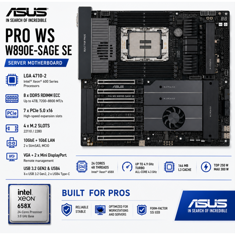 ASUS PRO WS W890E-SAGE SE + Intel Xeon 658X