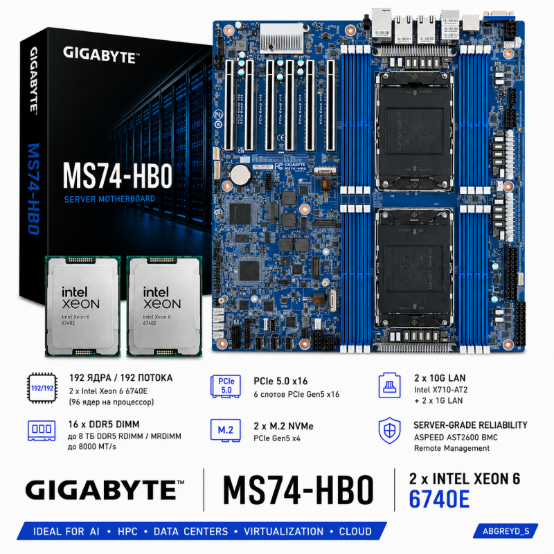 Gigabyte MS74-HB0 + 2* Intel Xeon 6740E