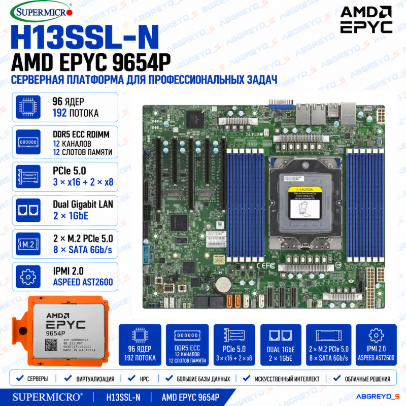 Supermicro H13SSL-N + AMD EPYC 9654P