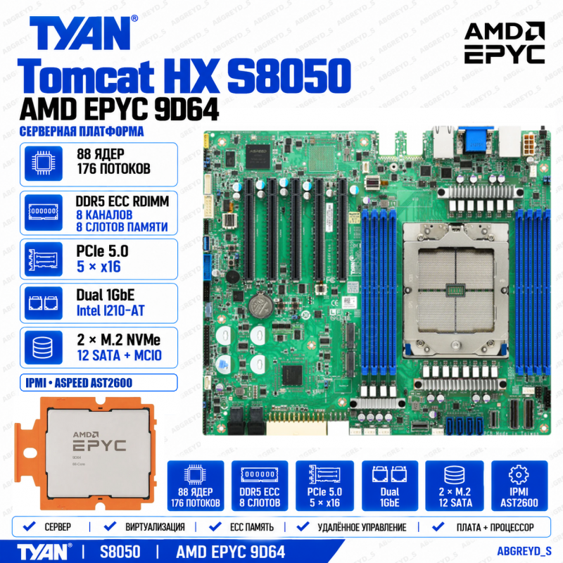 TYAN Tomcat HX S8050 + AMD EPYC 9D64