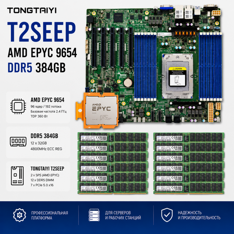 T2SEEP + AMD EPYC 9654 + DDR5 384GB