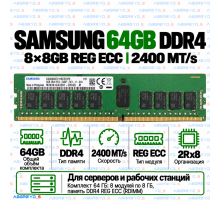Samsung DDR4 64GB (8x8GB) 2400 MT/s REG ECC (2Rx8)
