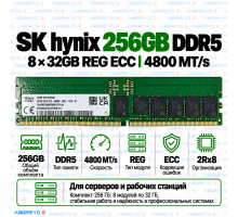 SK hynix DDR5 256GB (32GB×8) 4800 MT/s REG ECC (2Rx8)