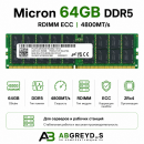 Micron DDR5 512GB (64GB*8) 4800 MT/s ECC RDIMM (2Rx4)
