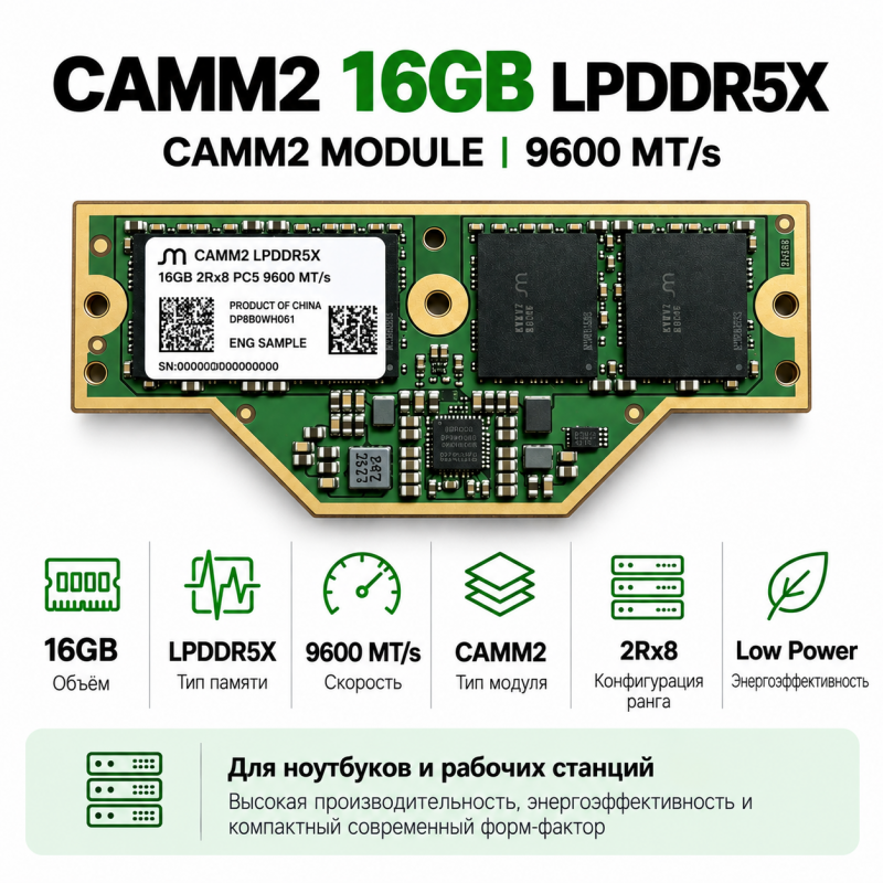 CAMM2 LPDDR5X 16GB 9600 MT/s — модуль оперативной памяти