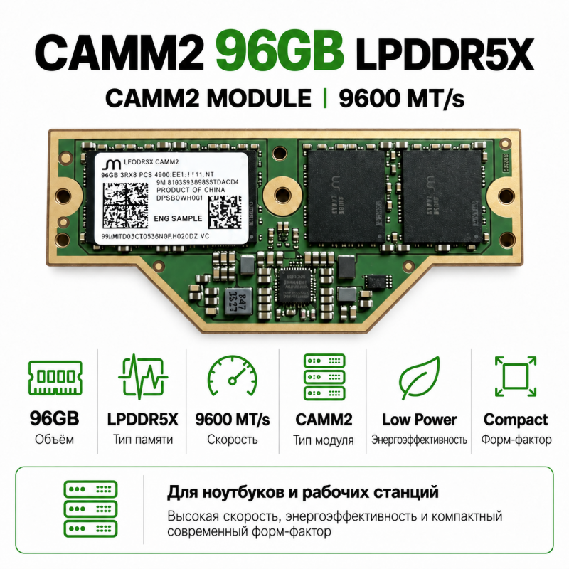 CAMM2 LPDDR5X 96GB 9600 MT/s — модуль оперативной памяти