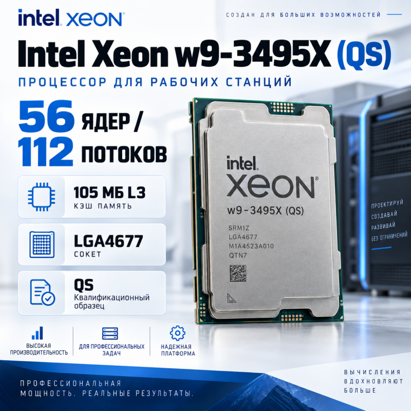 Intel Xeon w9-3495X (QS) 56C/112T, 105 МБ L3, LGA4677