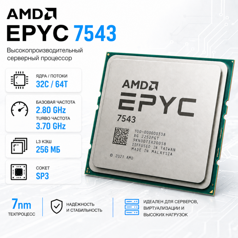 AMD EPYC 7543 32C/64T, 256 МБ L3, SP3